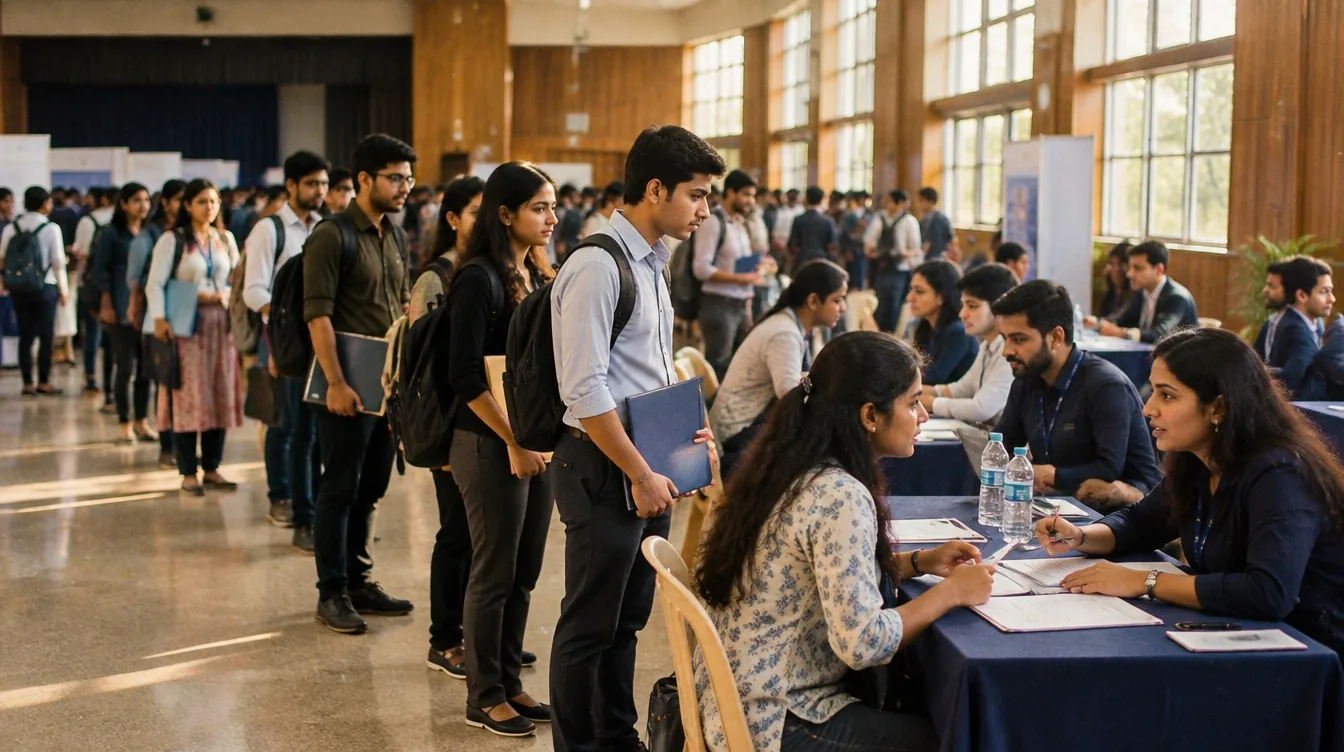 Candidates registering at a job fair